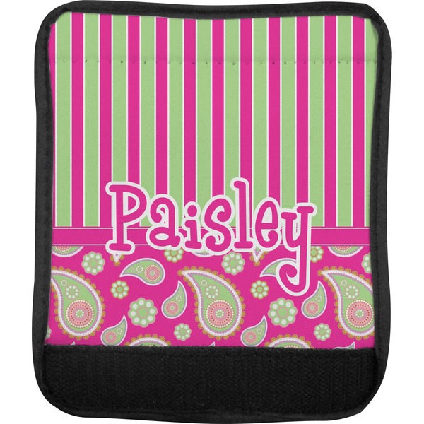 Pink & Green Paisley and Stripes Luggage Handle Wrap (Approval)