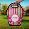 Pink & Green Paisley and Stripes Lunch Bag - Hand