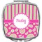 Pink & Green Paisley and Stripes Compact Makeup Mirror (Personalized)