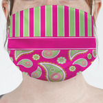 Pink & Green Paisley and Stripes Face Mask Cover