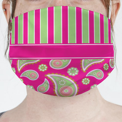 Pink & Green Paisley and Stripes Face Mask Cover (Personalized)
