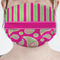 Pink & Green Paisley and Stripes Mask - Pleated (new) Front View on Girl