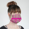 Pink & Green Paisley and Stripes Mask - Quarter View on Girl