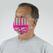 Pink & Green Paisley and Stripes Mask - Quarter View on Guy