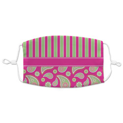 Pink & Green Paisley and Stripes Adult Cloth Face Mask - XLarge