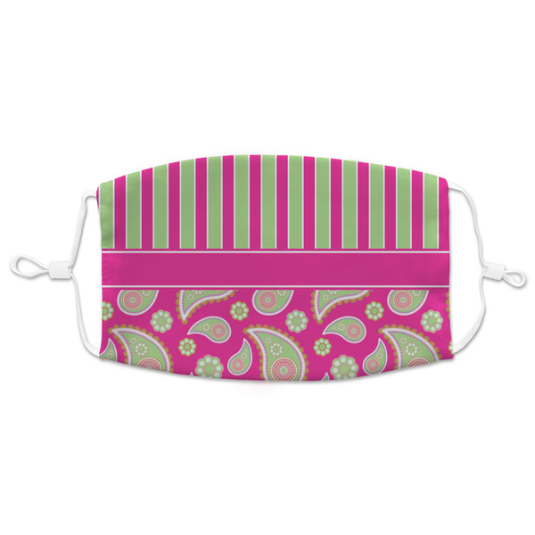 Custom Pink & Green Paisley and Stripes Adult Cloth Face Mask - XLarge