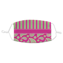 Pink & Green Paisley and Stripes Adult Cloth Face Mask - Standard