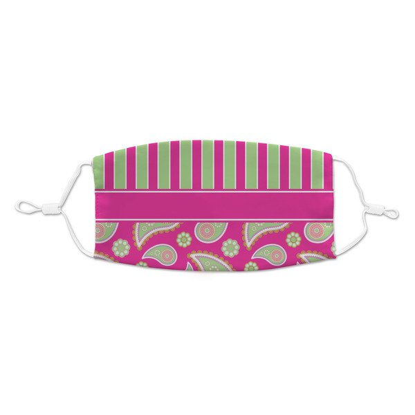 Custom Pink & Green Paisley and Stripes Kid's Cloth Face Mask - Standard