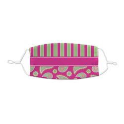 Pink & Green Paisley and Stripes Kid's Cloth Face Mask - XSmall