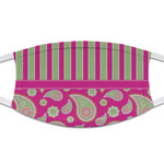Pink & Green Paisley and Stripes Cloth Face Mask (T-Shirt Fabric)