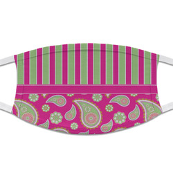 Pink & Green Paisley and Stripes Cloth Face Mask (T-Shirt Fabric)