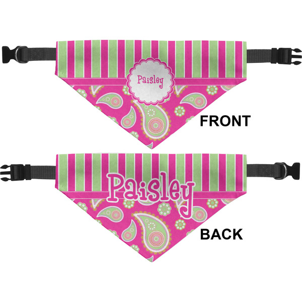 Pink & Green Paisley and Stripes Medium Dog Bandana Approval