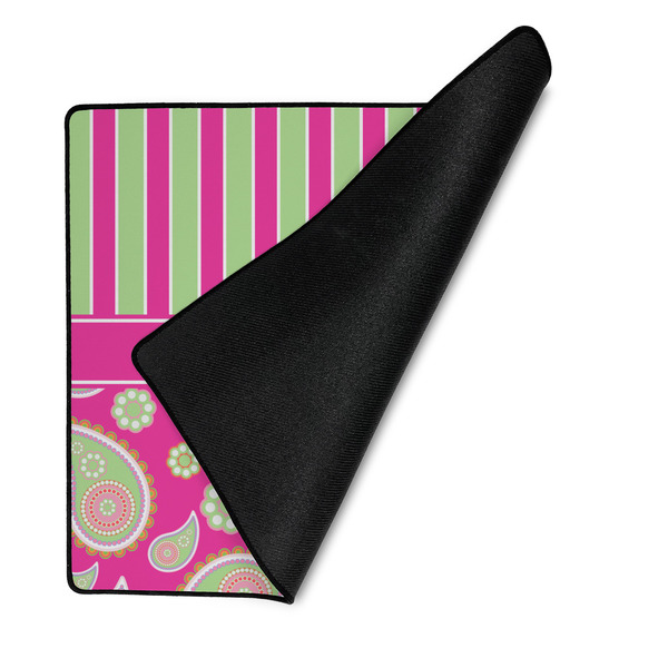 Pink & Green Paisley and Stripes Medium Gaming Mats - FRONT W/FOLD