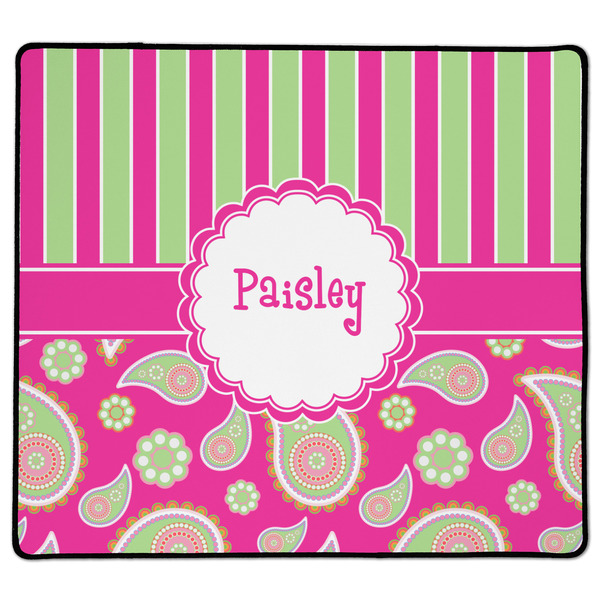 Custom Pink & Green Paisley and Stripes XL Gaming Mouse Pad - 18" x 16" (Personalized)