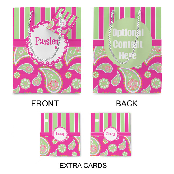 Pink & Green Paisley and Stripes Medium Gift Bag - Approval