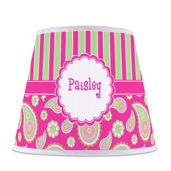 Pink & Green Paisley and Stripes Poly Film Empire Lampshade - Front View