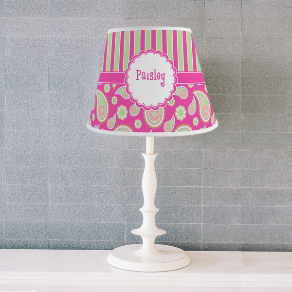 Pink & Green Paisley and Stripes Poly Film Empire Lampshade - Lifestyle