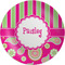Pink & Green Paisley and Stripes Melamine Plate 8 inches