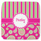 Pink & Green Paisley and Stripes Memory Foam Bath Mat 48 X 48