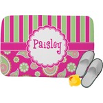 Pink & Green Paisley and Stripes Memory Foam Bath Mat (Personalized)