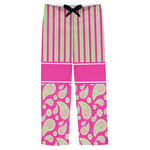 Pink & Green Paisley and Stripes Mens Pajama Pants - L