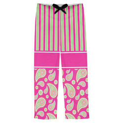 Pink & Green Paisley and Stripes Mens Pajama Pants - XS (Personalized)