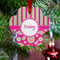 Pink & Green Paisley and Stripes Metal Paw Ornament - Lifestyle