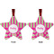 Pink & Green Paisley and Stripes Metal Star Ornament - Front and Back