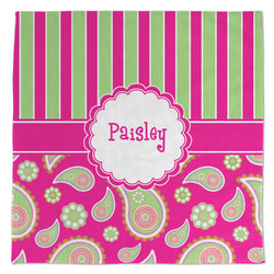 Pink & Green Paisley and Stripes Microfiber Dish Towel (Personalized)