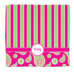 Pink & Green Paisley and Stripes Microfiber Dish Rag (Personalized)