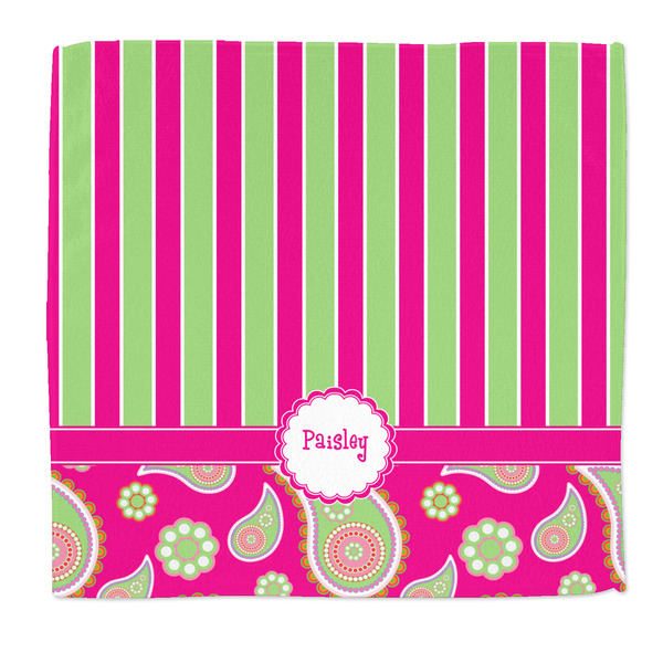 Custom Pink & Green Paisley and Stripes Microfiber Dish Rag (Personalized)