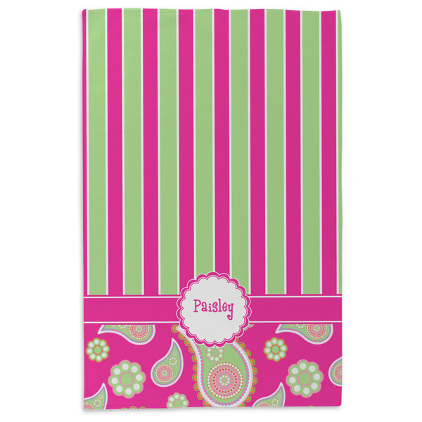 Pink & Green Paisley and Stripes Microfiber Dish Towel - APPROVAL