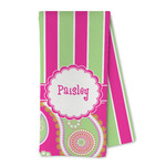 Pink & Green Paisley and Stripes Kitchen Towel - Microfiber (Personalized)