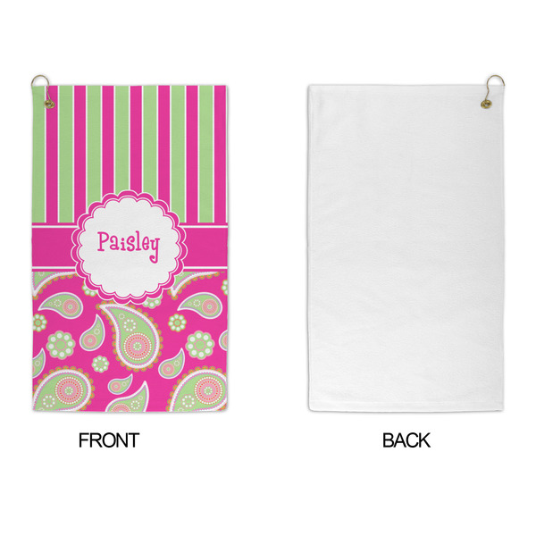 Pink & Green Paisley and Stripes Microfiber Golf Towels - APPROVAL