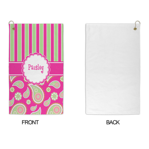Pink & Green Paisley and Stripes Microfiber Golf Towels - APPROVAL