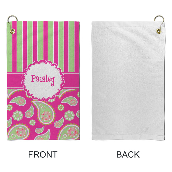 Pink & Green Paisley and Stripes Microfiber Golf Towels - Small - APPROVAL
