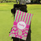 Pink & Green Paisley and Stripes Microfiber Golf Towels - Small - LIFESTYLE