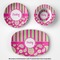 Pink & Green Paisley and Stripes Microwave & Dishwasher Safe CP Plastic Dishware - Group