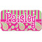 Pink & Green Paisley and Stripes Mini Bicycle License Plate - Two Holes