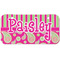 Pink & Green Paisley and Stripes Mini/Bicycle License Plate (2 Holes) (Personalized)