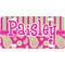 Pink & Green Paisley and Stripes Mini License Plate