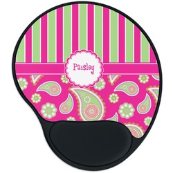 Pink & Green Paisley and Stripes Mouse Pad with Wrist Support