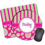 Pink & Green Paisley and Stripes Mouse Pad (Personalized)
