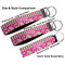 Pink & Green Paisley and Stripes Multiple Key Ring comparison sizes