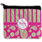 Pink & Green Paisley and Stripes Neoprene Coin Purse - Front