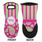 Pink & Green Paisley and Stripes Neoprene Oven Mitt (Front & Back)