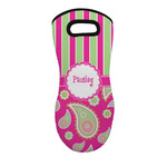 Pink & Green Paisley and Stripes Neoprene Oven Mitt w/ Name or Text