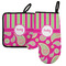 Pink & Green Paisley and Stripes Left Oven Mitt & Pot Holder Set w/ Name or Text