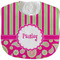 Pink & Green Paisley and Stripes New Baby Bib - Closed and Folded