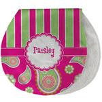 Pink & Green Paisley and Stripes Burp Pad - Velour w/ Name or Text